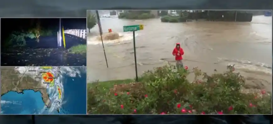 "Rescue teams airlift over 50 individuals from the roof of Unicoi County Hospital in Tennessee due to flooding."