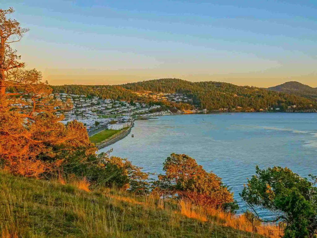 Scenic Anacortes WA waterfront and marina, one of the best small towns in Washington State